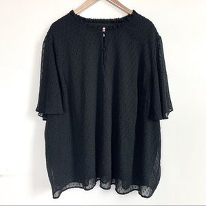 Short sleeve black shift dress w/ buttons